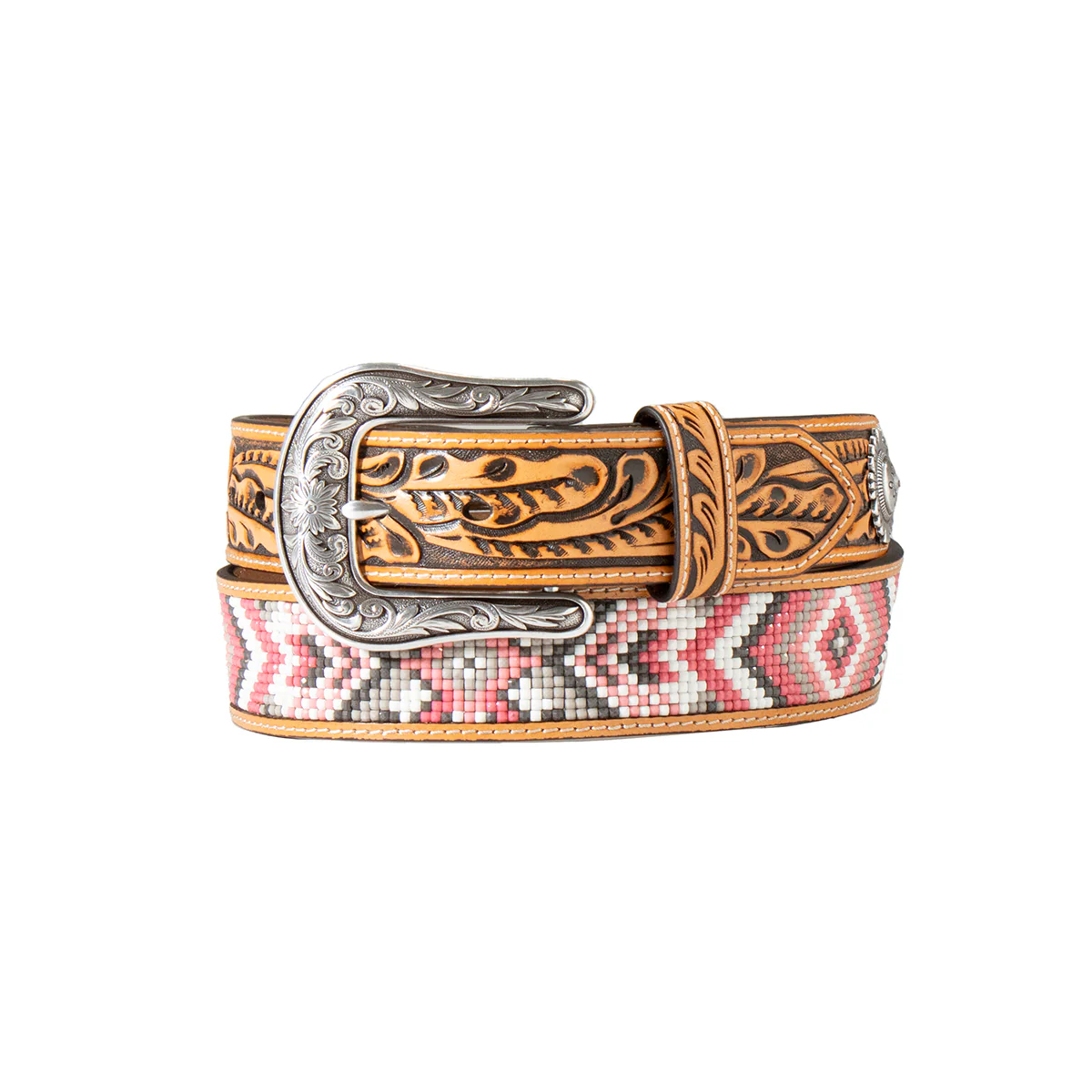 Angel Ranch Women's Beaded Inlay Belt - Pink