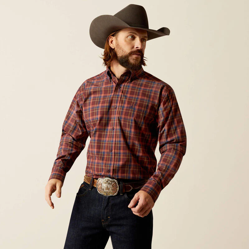 Ariat Men's Pro Series Scotty Long Sleeve Classic Fit Shirt - Dark Red