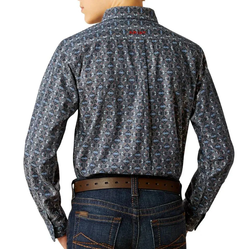 Ariat Boy's Rochard Classic Fit Shirt - Chambray Blue - Image 2