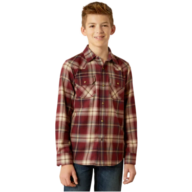 Ariat Boy's Harlee Retro Long Sleeve Fit Shirt- Windsor Wine
