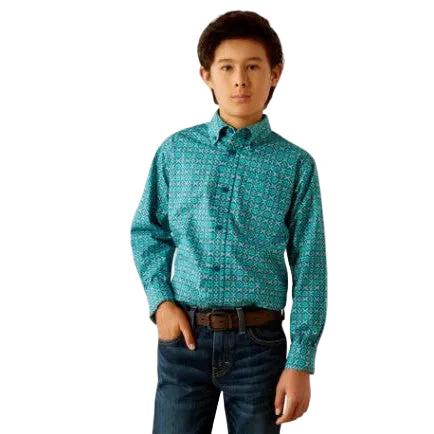 Ariat Boy's Long Sleeve Jordy Classic Fit Shirt - Blue