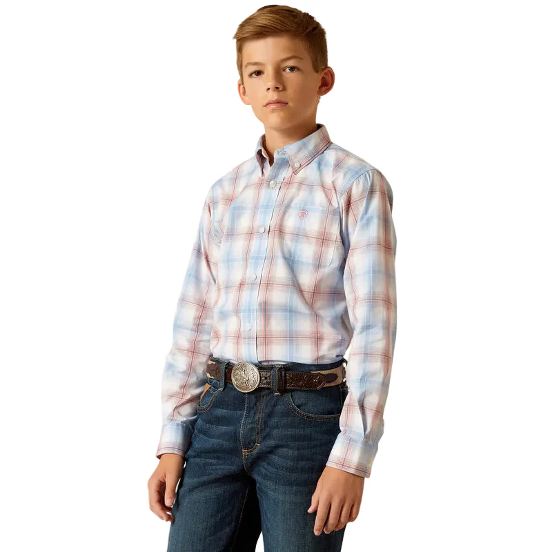 Ariat Boy's Pro Joshua Long Sleeve Shirt - Ceramic Teal