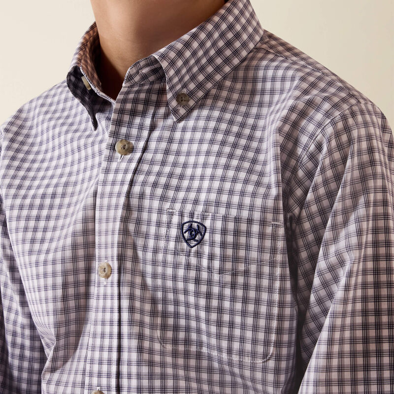 Ariat Boy's Pro Series Blaire Long Sleeve Plaid Shirt - Sheet Grey - Image 3