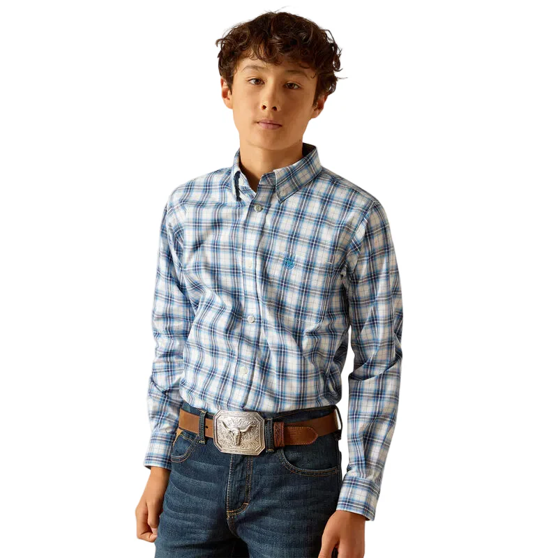 Ariat Boy's Pro Series Phoenix Classic Fit Shirt - Blue - Image 2