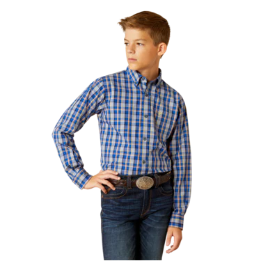 Ariat Boy's  Pro Reggie Classic Fit Long Sleeve Shirt - Royal Blue