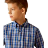 Ariat Boy's  Pro Reggie Classic Fit Long Sleeve Shirt - Royal Blue - Image 3