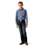 Ariat Boy's  Pro Reggie Classic Fit Long Sleeve Shirt - Royal Blue - Image 4