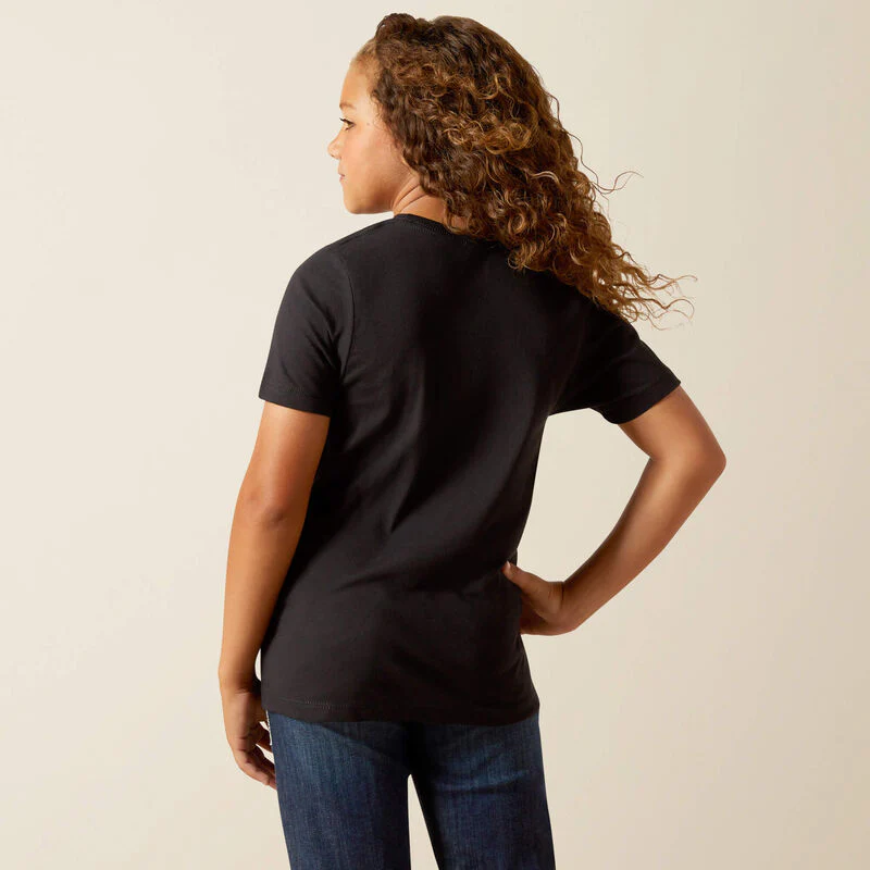 Ariat Girl's Ariat Boot Stitch Logo Tee Shirt- Black - Image 2