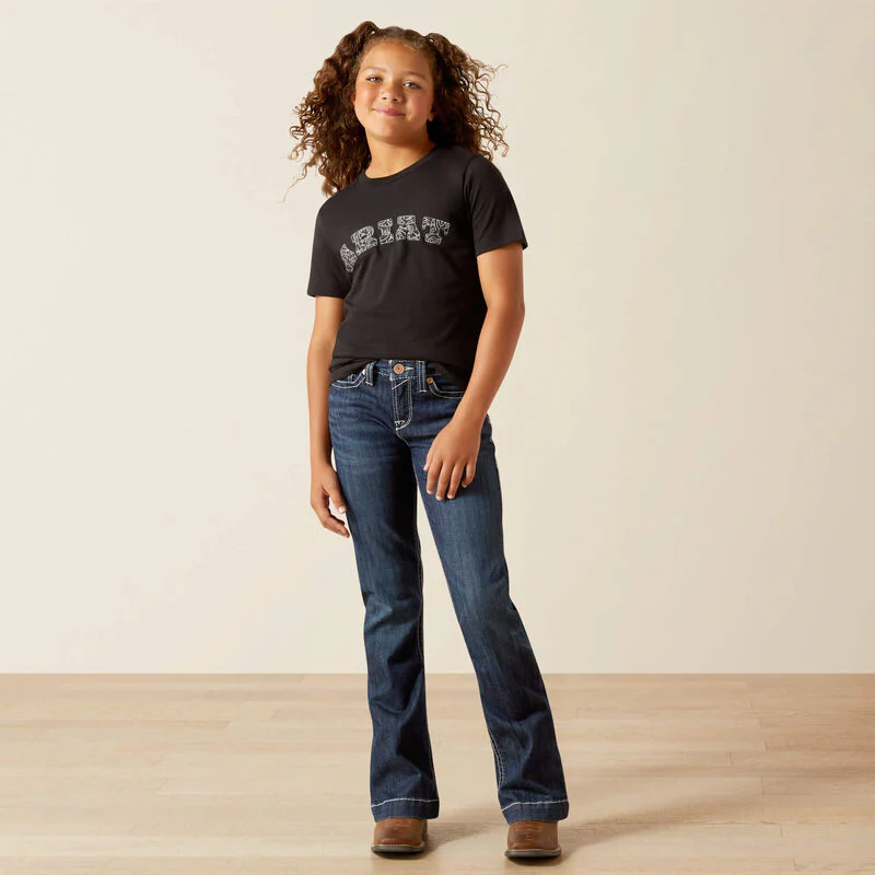 Ariat Girl's Ariat Boot Stitch Logo Tee Shirt- Black - Image 3