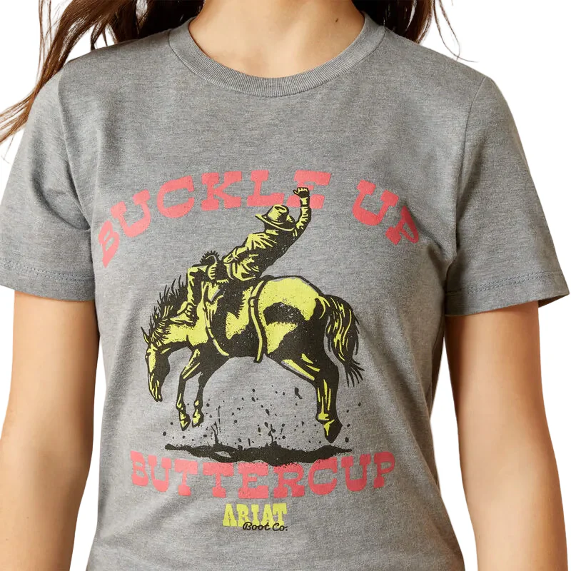 Ariat Girl's Ariat Buck Up Short Sleeve Tee Shirt -  Ice Berg - Image 3