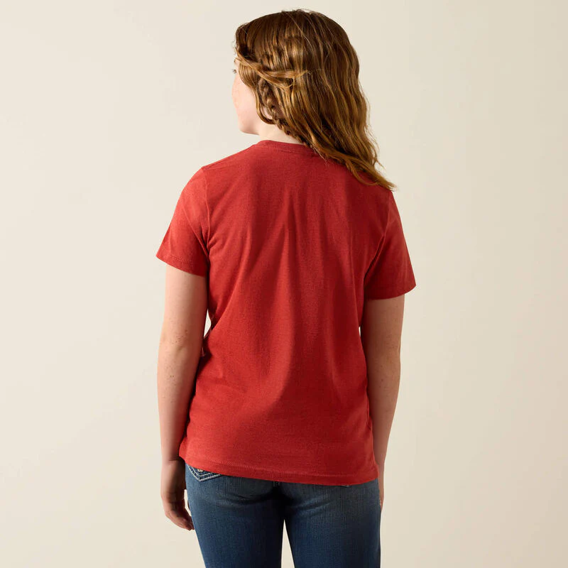 Ariat Girl's Cowgirl Rider Short Sleeve Tee Shirt - Tabasco - Image 2