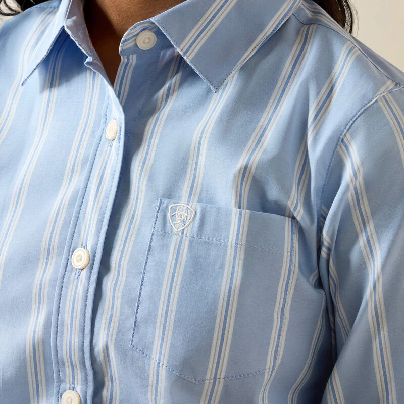Ariat Girl's Kirby Long Sleeve Shirt - Ashleigh Blue Stripe - Image 3