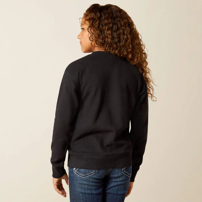 Ariat Girl's Long Sleeve Booted Logo Sweatshirt- Black - Image 2