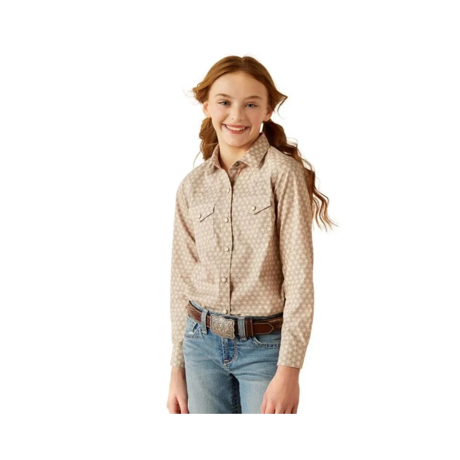 Ariat Girl's Bella Printed Snap Western Long Sleeve Shirt - Caidan Sea Spray
