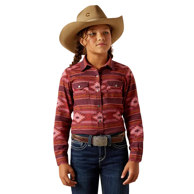 Ariat Girl's Long Sleeve Western Jewel Shirt - Rosa Southwest
