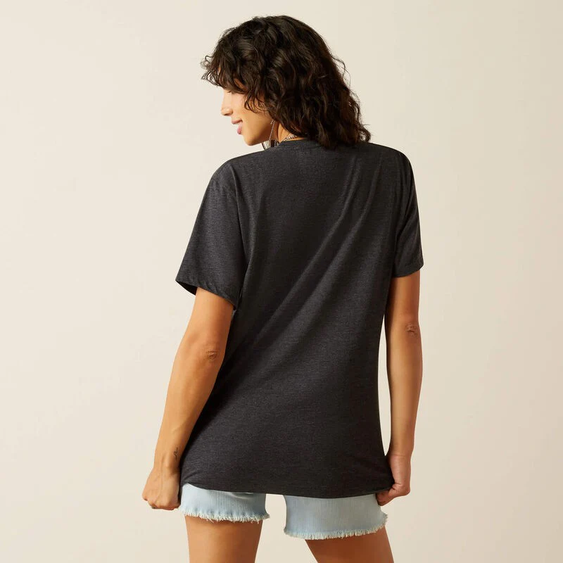 Ariat Girl's Short Sleeve Rodeo Girls Tee Shirt- Charcoal Heather - Image 2
