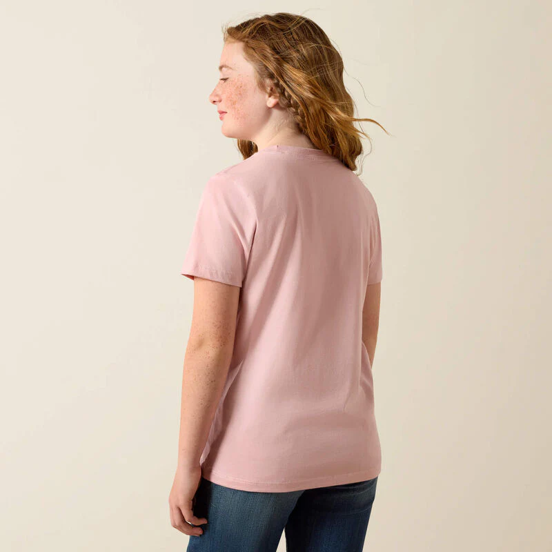 Ariat Girl's Southwest Sunset Short Sleeve Tee Shirt - Dusty Rose - Image 2
