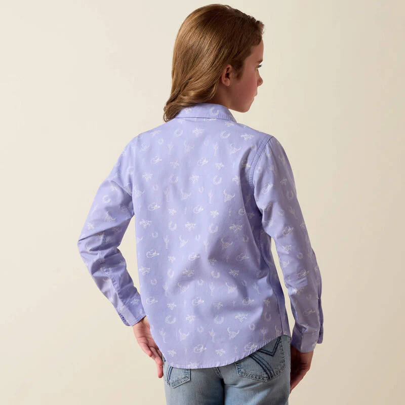 Ariat Girl's Western Motifs Long Sleeve Snap Shirt - Western Lavender - Image 2