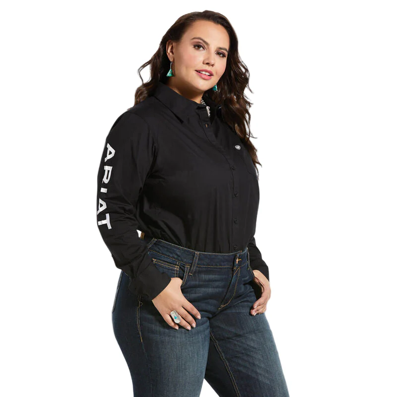 Ariat Women's Wrinkle Resist Team Kirby Stretch Shirt - Black - Image 2