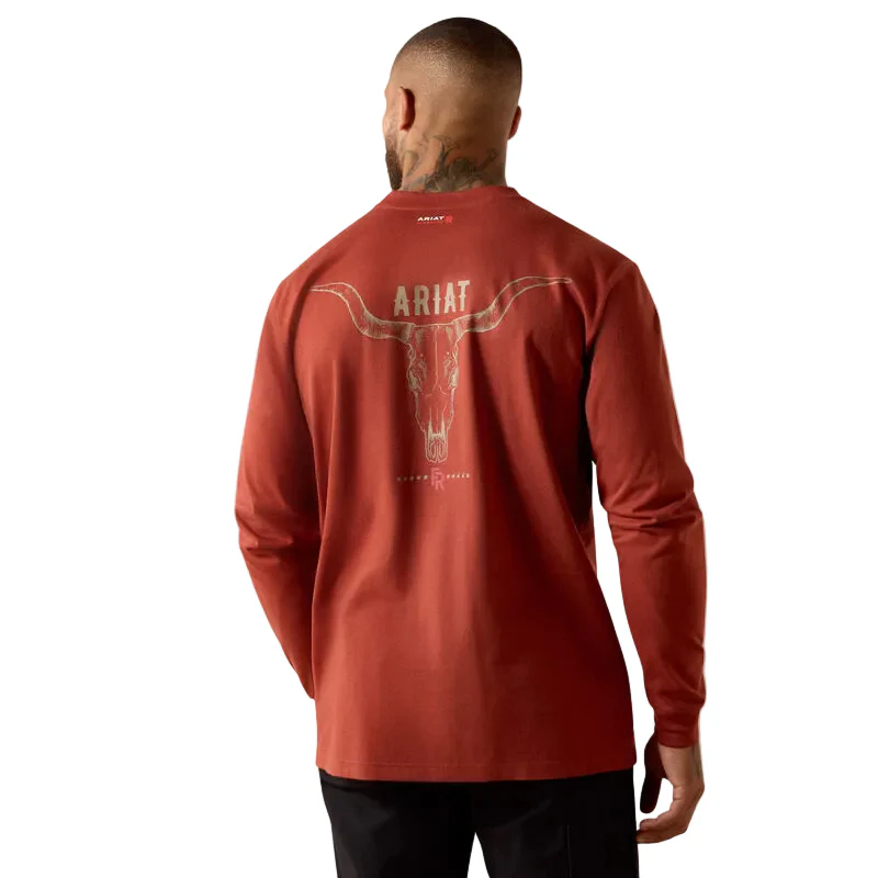 Ariat Men's Air Longhorn Long Sleeve Tee Shirt- Brandy Snifter - Image 2
