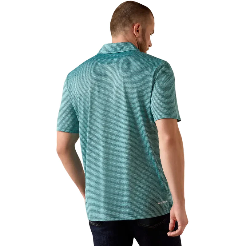 Ariat Men's All Over Print Short Sleeve Polo Shirt - Angel Blue Mod Geo Print - Image 2