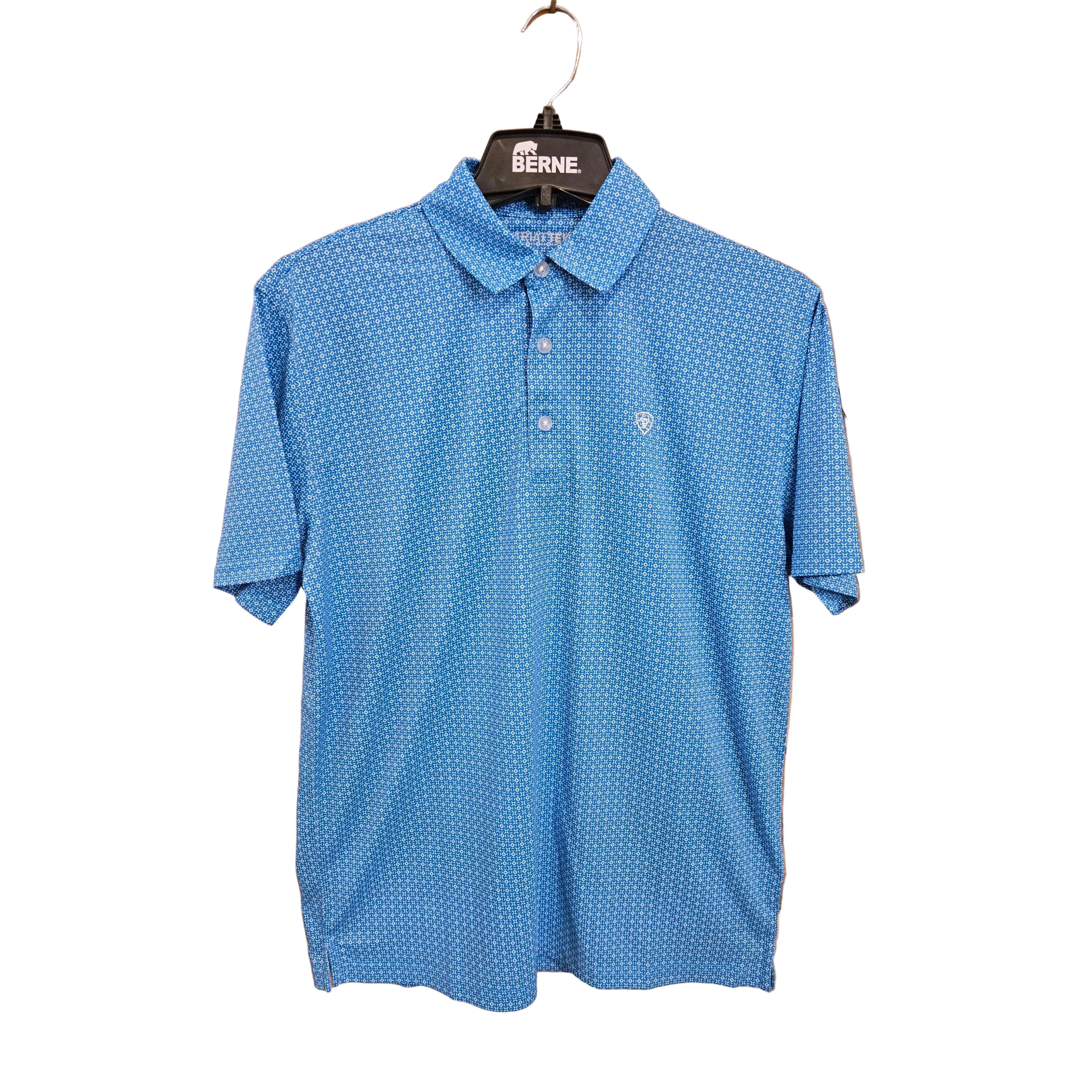 Ariat Men's Allover Geometric Print Polo - Ibiza Blue