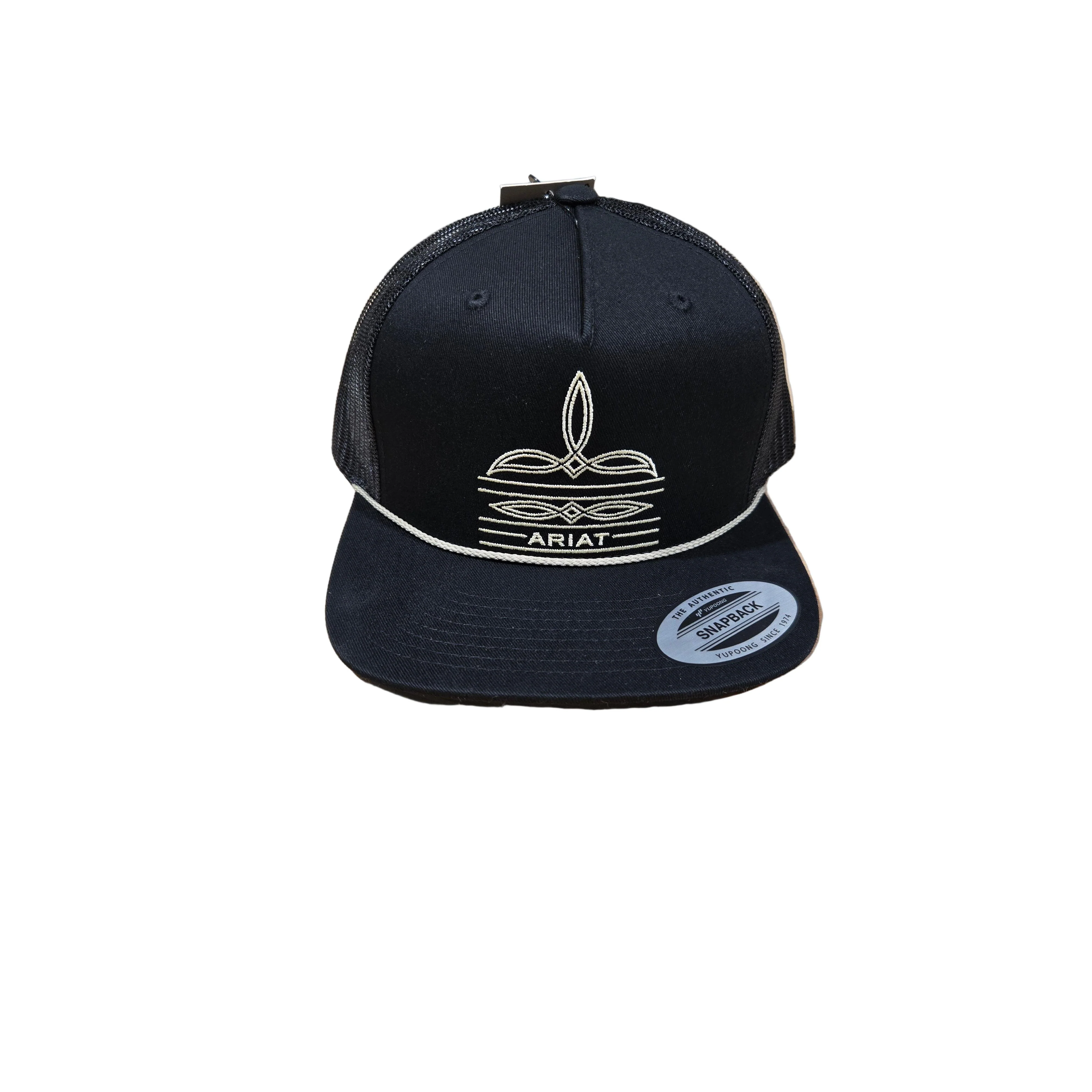 Ariat Men's Ariat 6 Panel Leather Patch Snap Back Cap - Black Heather