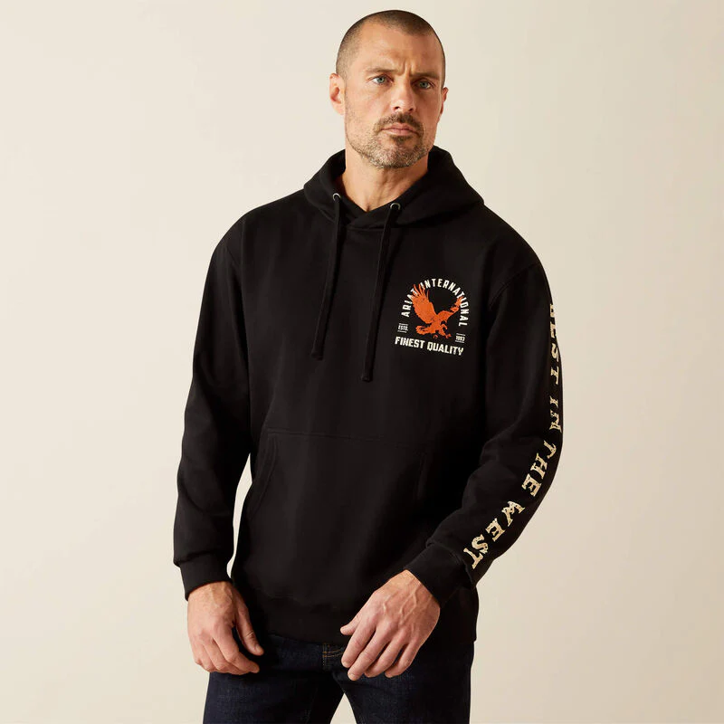 Ariat Men's Large Eagle Long Sleeve Hoodie-Black