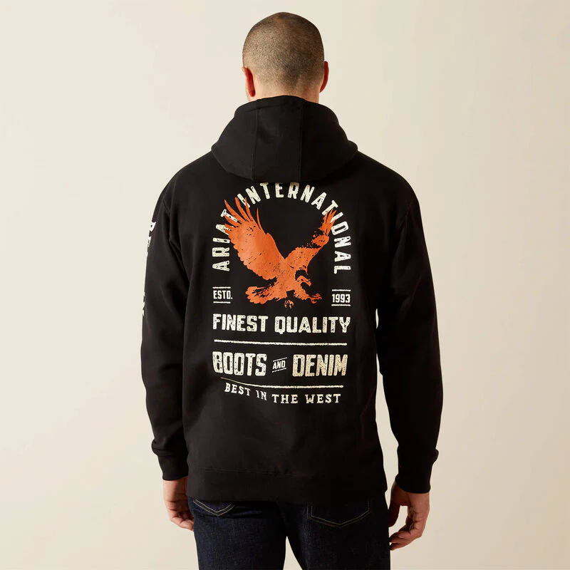Ariat Men's Large Eagle Long Sleeve Hoodie-Black - Image 2