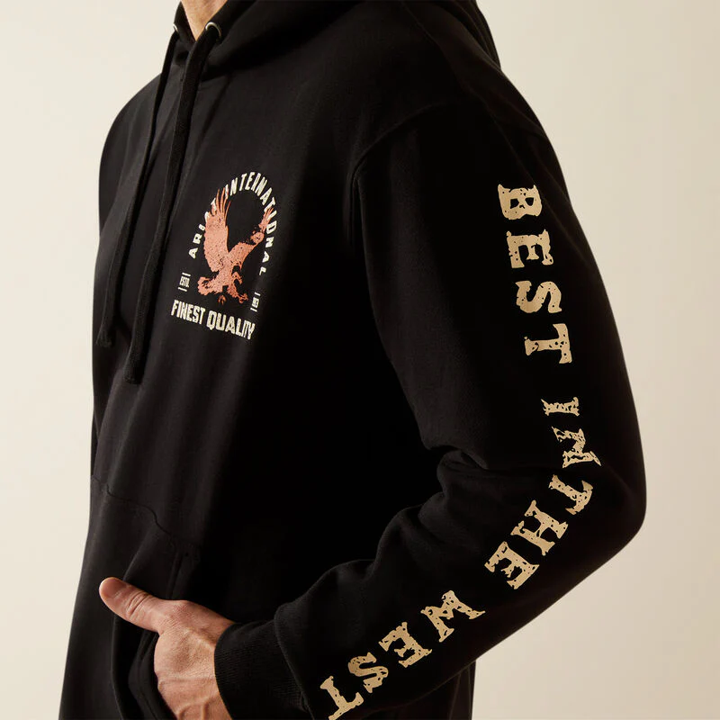 Ariat Men's Large Eagle Long Sleeve Hoodie-Black - Image 3