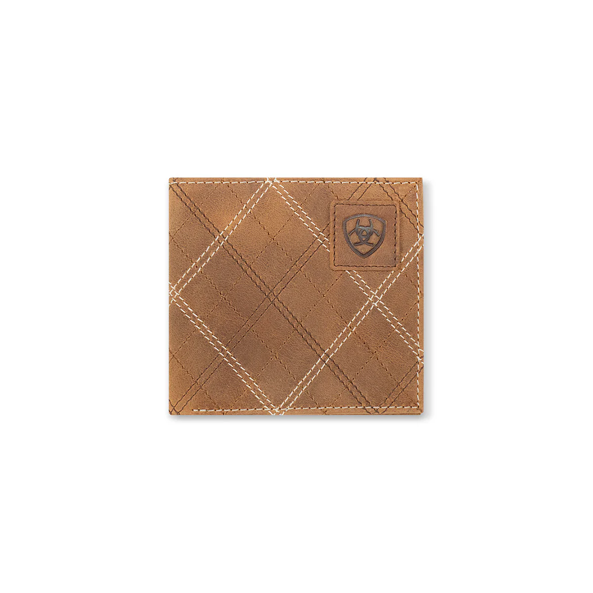 Ariat Men's Bifold Cross Stitch Patch Wallet- Medium Brown