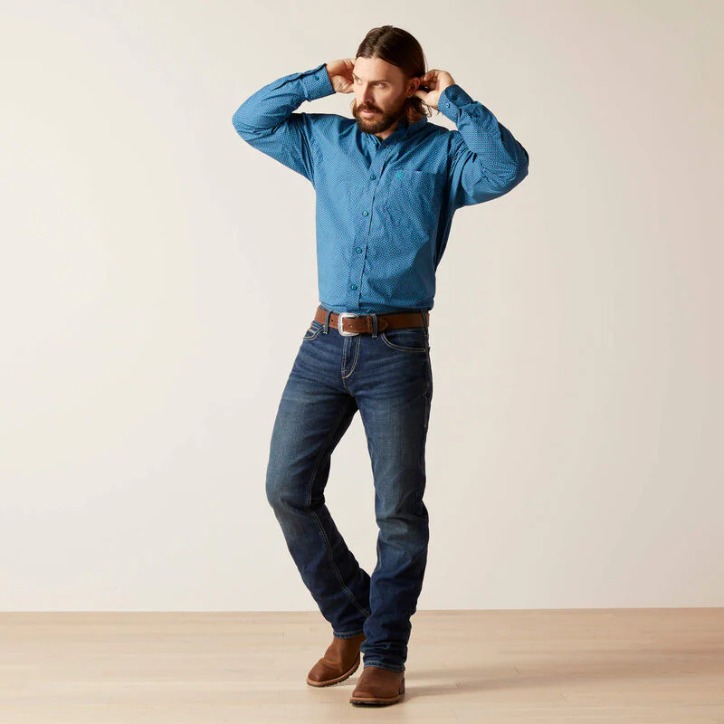 Ariat Men's Braxton Classic Fit Long Sleeve Shirt - Spellbound Teal - Image 3