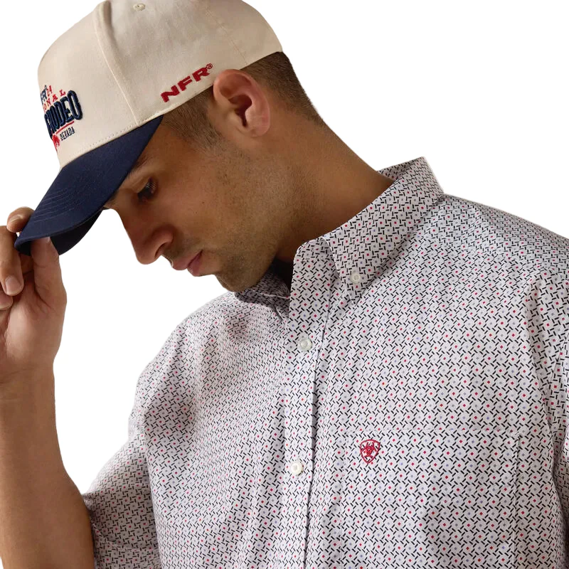 Ariat Men's Britton Classic Fit Geo Print Short Sleeve Shirt - White - Image 3