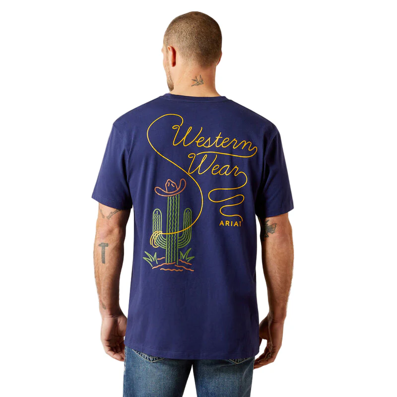 Ariat Men's Cactus Western Wear Graphic Short Sleeve Tee Shirt - Neon - Image 2
