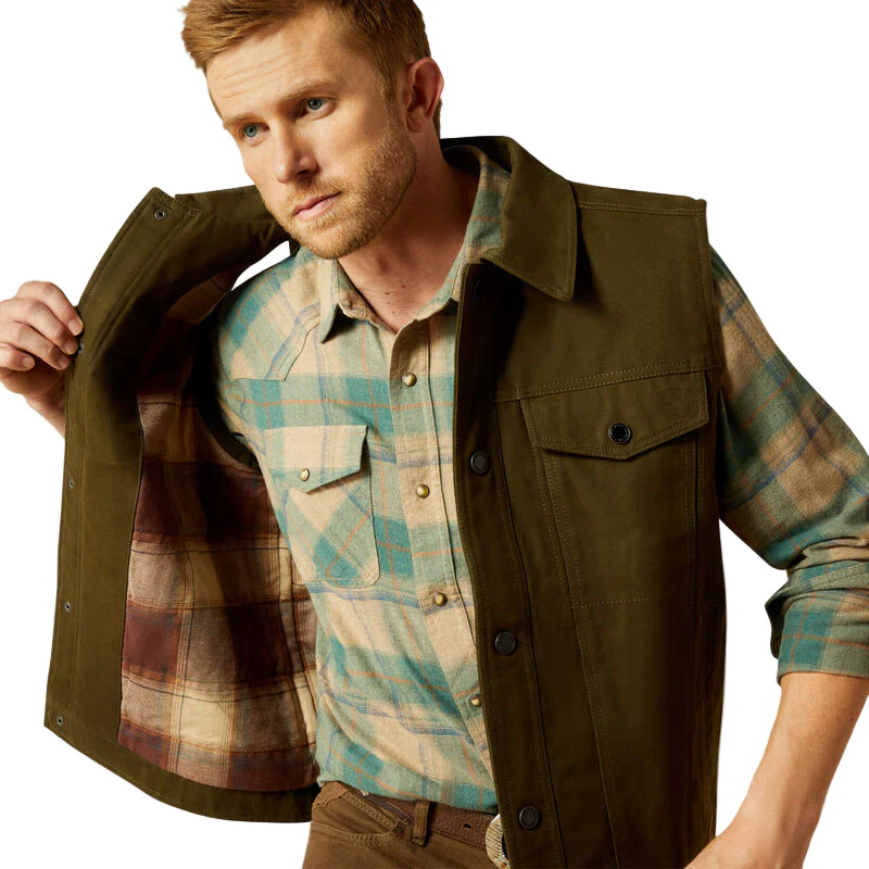 Ariat Men's Canvas Rancher Vest - Desert Sand - Image 3