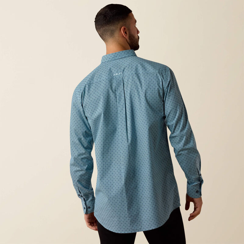 Ariat Men's Casual Team Jansen Long Sleeve Shirt - Navy/Light Blue - Image 2
