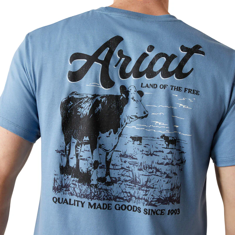 Ariat Men's Cattle Co. Short Sleeve Tee Shirt - Coronet Blue - Image 4