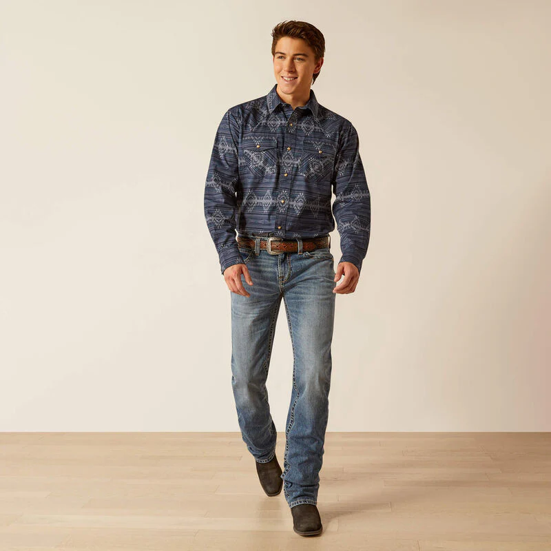 Ariat Men's Haze Retro Fit Shirt - Mood Indigo - Image 3