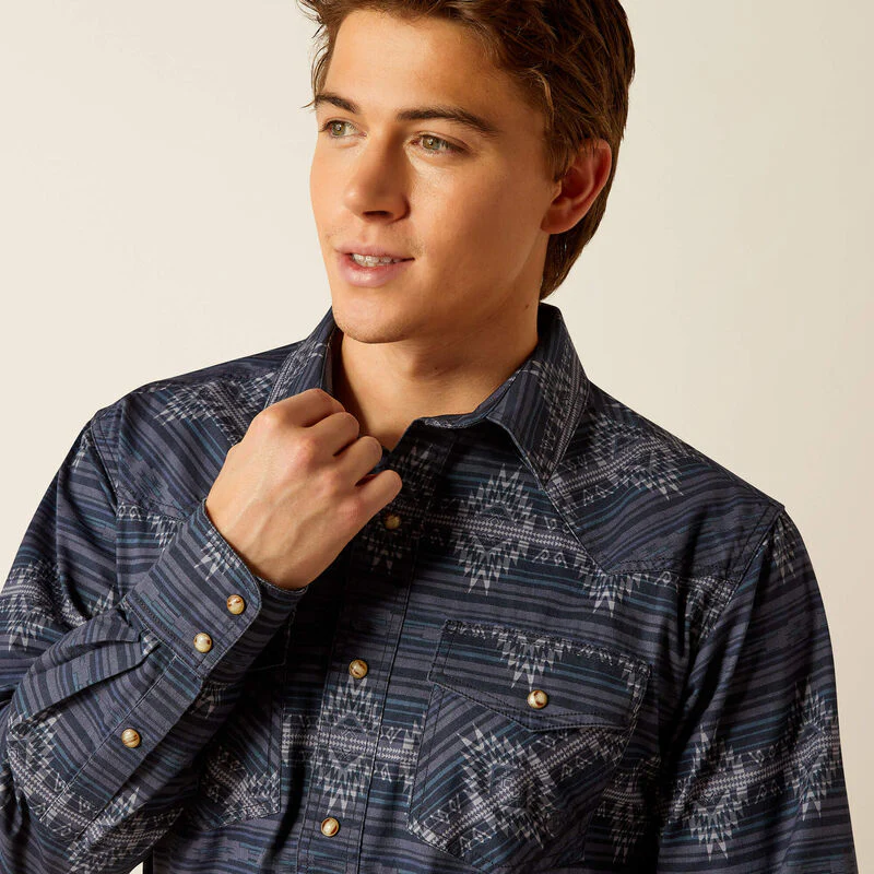 Ariat Men's Haze Retro Fit Shirt - Mood Indigo - Image 4