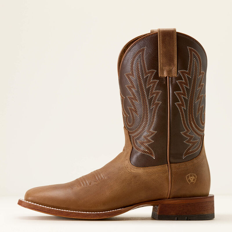 Ariat Men's County Roads Wide Square Toe Cowboy Boot-Wheat Tan/Santa Fe Brown - Image 2