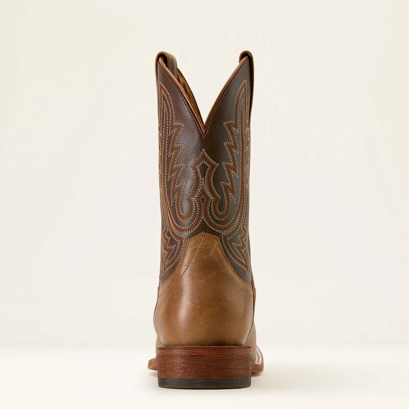 Ariat Men's County Roads Wide Square Toe Cowboy Boot-Wheat Tan/Santa Fe Brown - Image 3