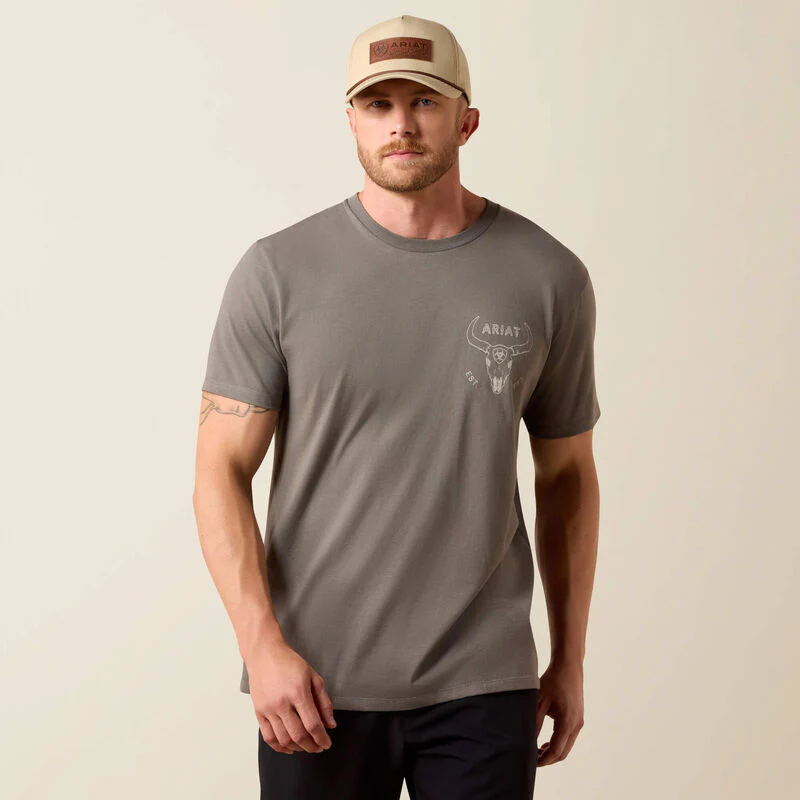 Ariat Men's Desert Badge Tradition Classic Fit Tee Shirt - Smoked Pearl
