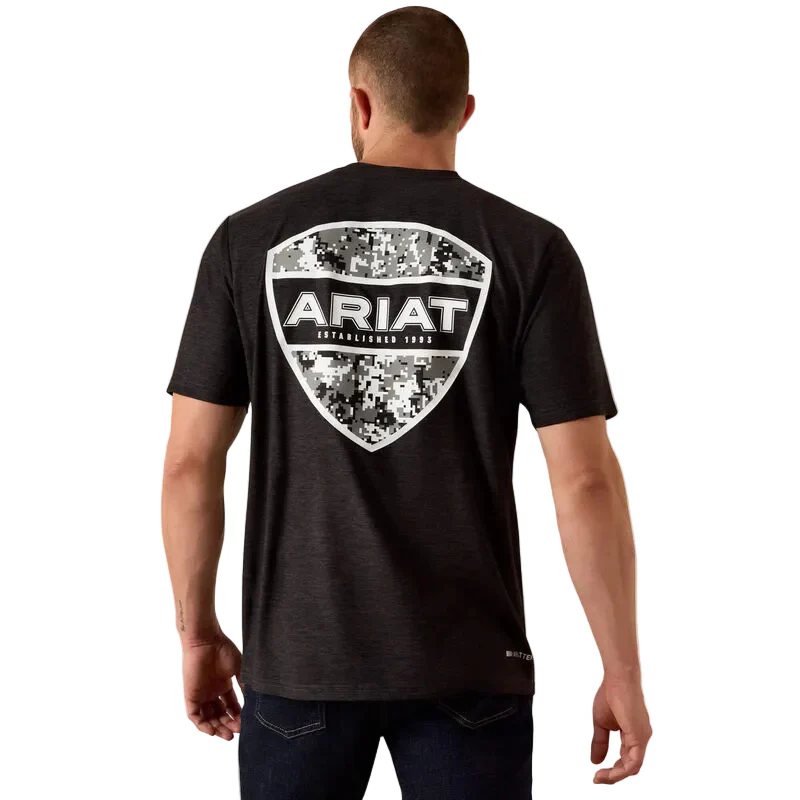 Ariat Men's Digi Shield Short Sleeve Tee Shirt - Grey Heather - Image 2
