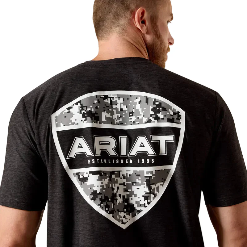 Ariat Men's Digi Shield Short Sleeve Tee Shirt - Grey Heather - Image 3