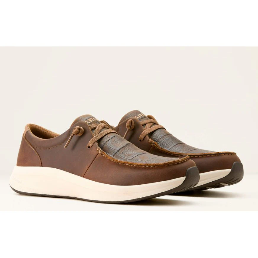 Ariat Men's Buckeye Crocodile Print Shoe - Distressed Brown - Image 2