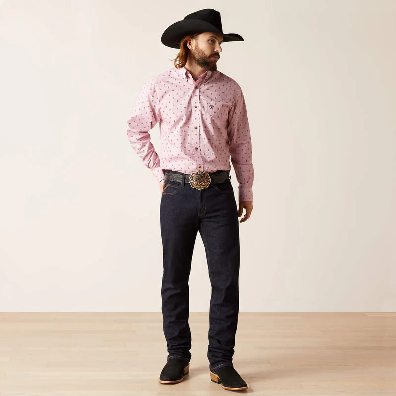Ariat Men's Ezekiel Classic Fit Shirt - Pink - Image 3