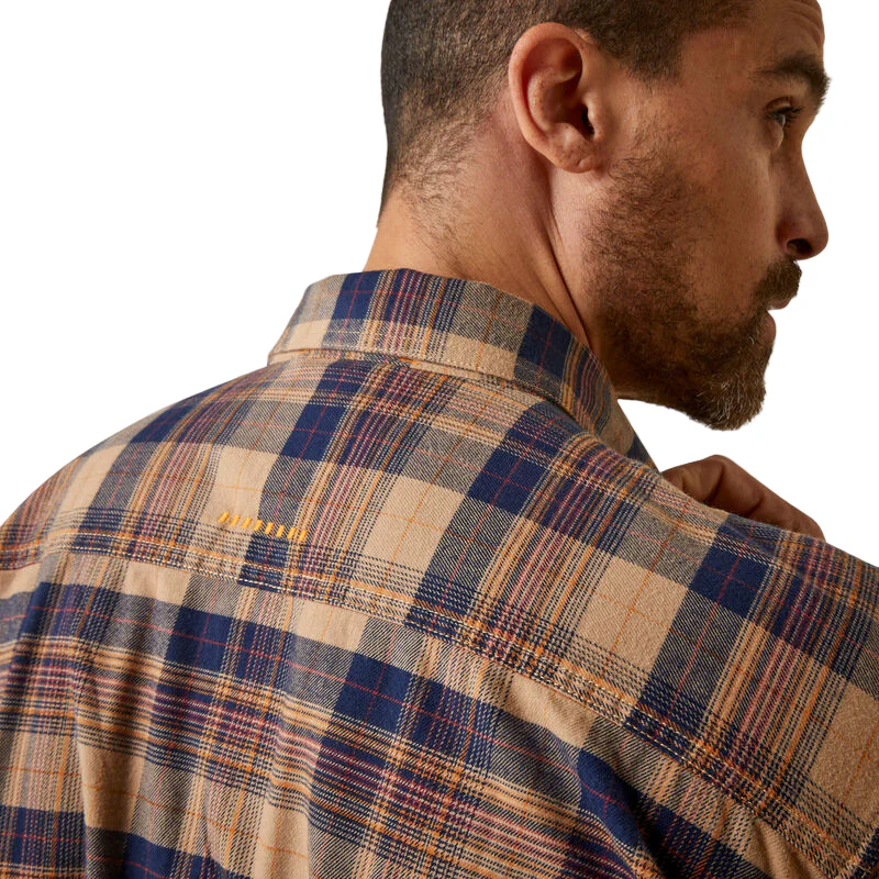 Ariat Men's Rebar Flannel DuraStretch Work Shirt - Tigers Eye Plaid - Image 3