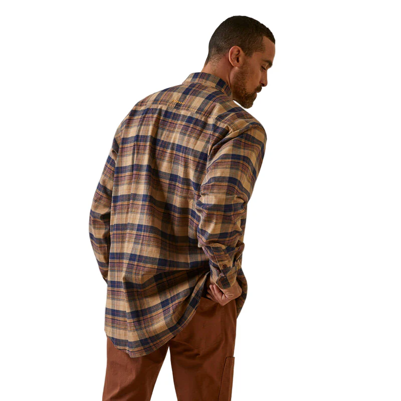 Ariat Men's Rebar Flannel DuraStretch Work Shirt - Tigers Eye Plaid - Image 5