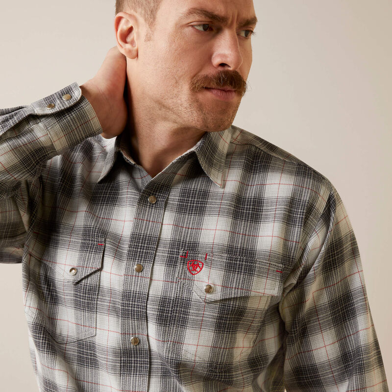 Ariat Men's Fire Resistant Cogburn Snap Work Shirt- Charcoal Grey - Image 3
