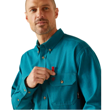 Ariat Men's FR Air Inherent Work Shirt - Aqua - Image 3